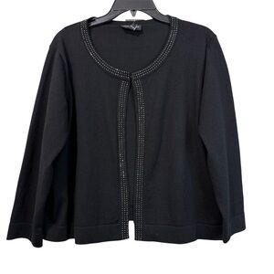 Nina Leonard Black Cardigan with Beaded Accents
